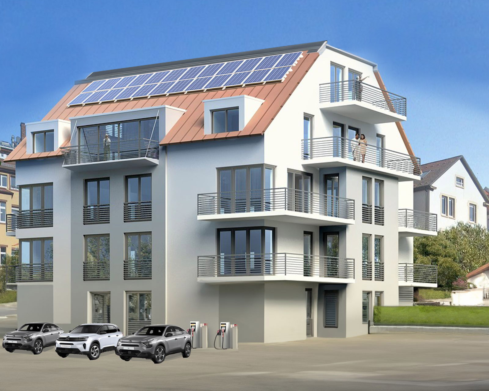 integreen per condomini esempio di condominio integreen con impianto fotovoltaico e colonnine di ricarica elettrica